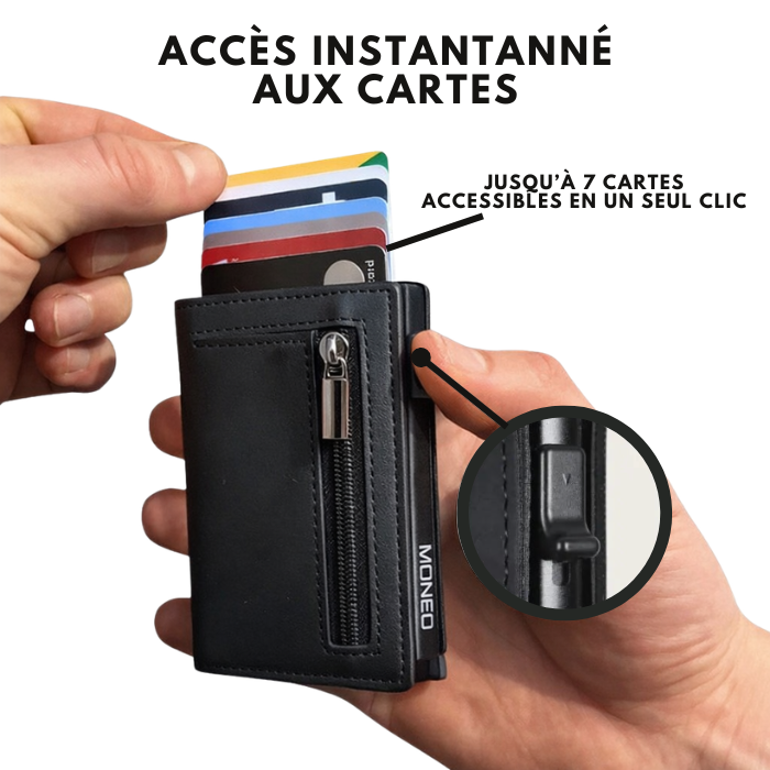 Portefeuille intelligent et compact en cuir | Monéo